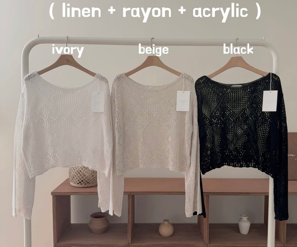 韓 方紋織花上衣 3色