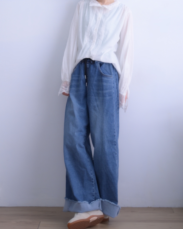 韓 織花領襯衫 size