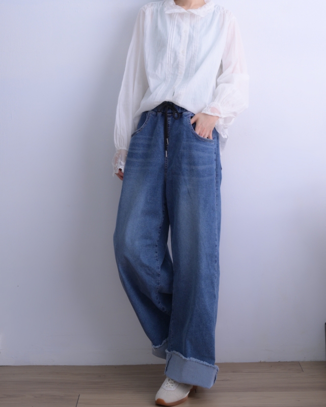 韓 織花領襯衫 size