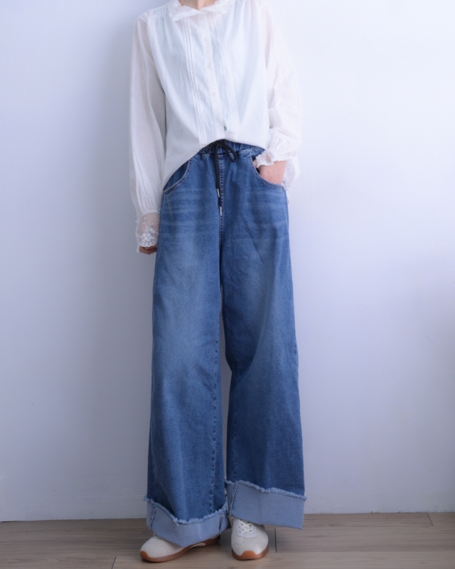 韓 織花領襯衫 size