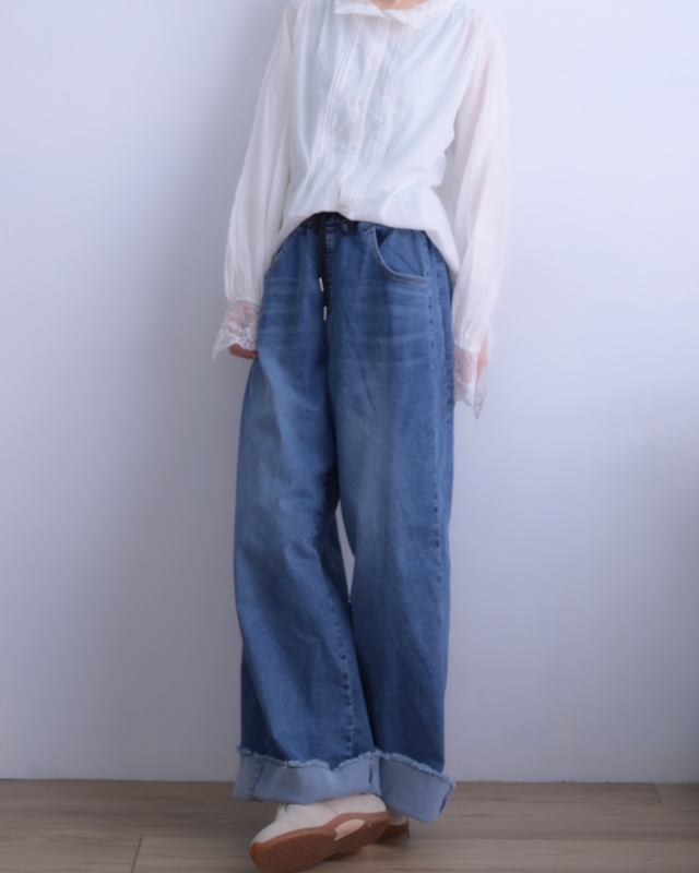 韓 織花領襯衫 size
