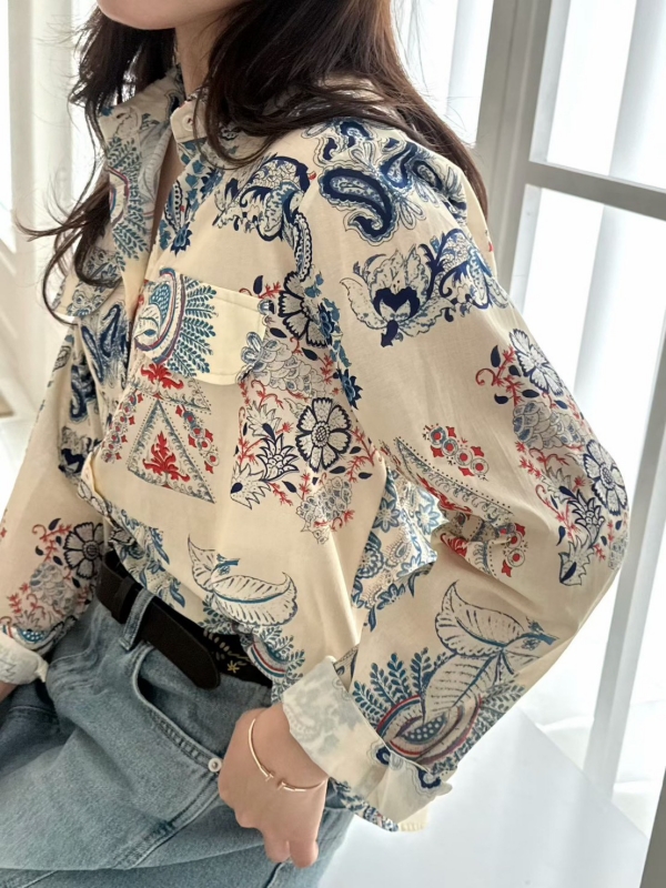 韓 變形蟲印花襯衫 2色