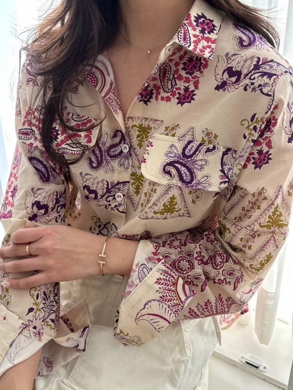 韓 變形蟲印花襯衫 2色