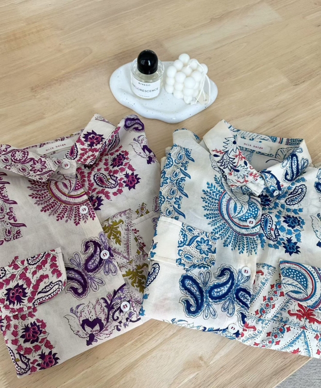 韓 變形蟲印花襯衫 2色