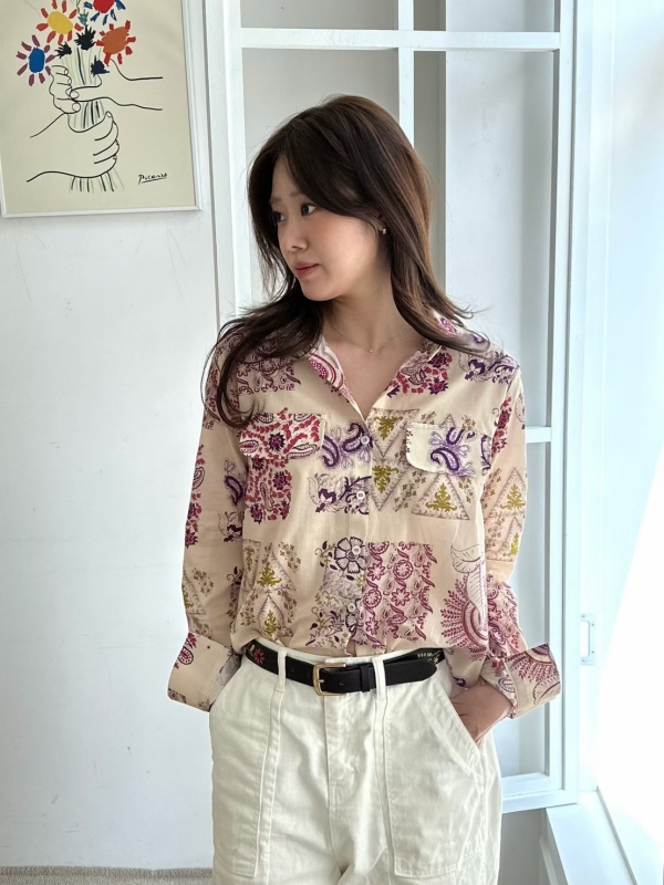 韓 變形蟲印花襯衫 2色