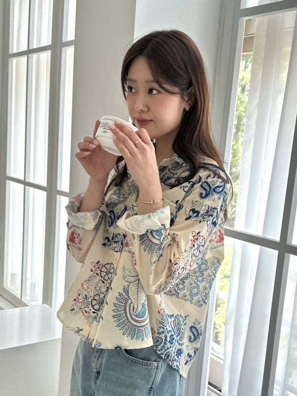 韓 變形蟲印花襯衫 2色