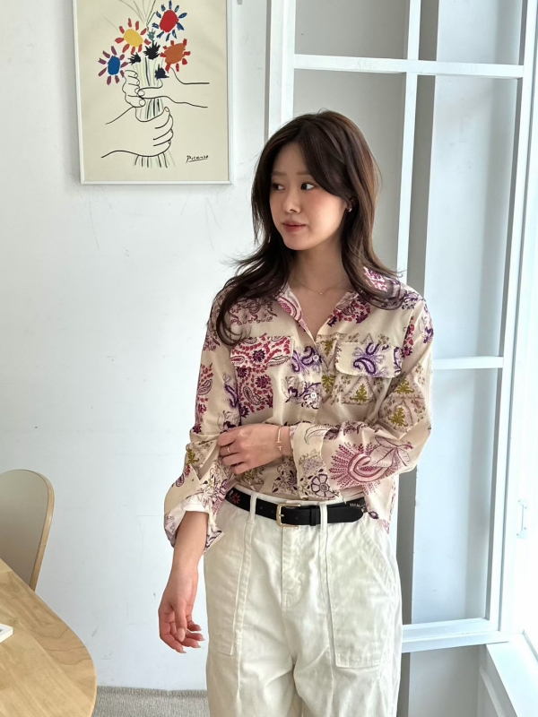 韓 變形蟲印花襯衫 2色