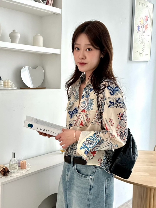 韓 變形蟲印花襯衫 2色