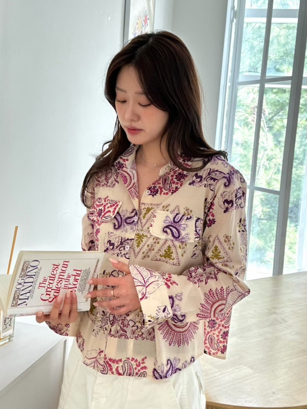 韓 變形蟲印花襯衫 2色