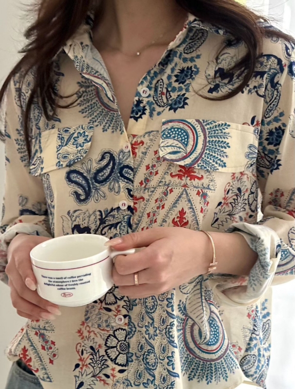 韓 變形蟲印花襯衫 2色