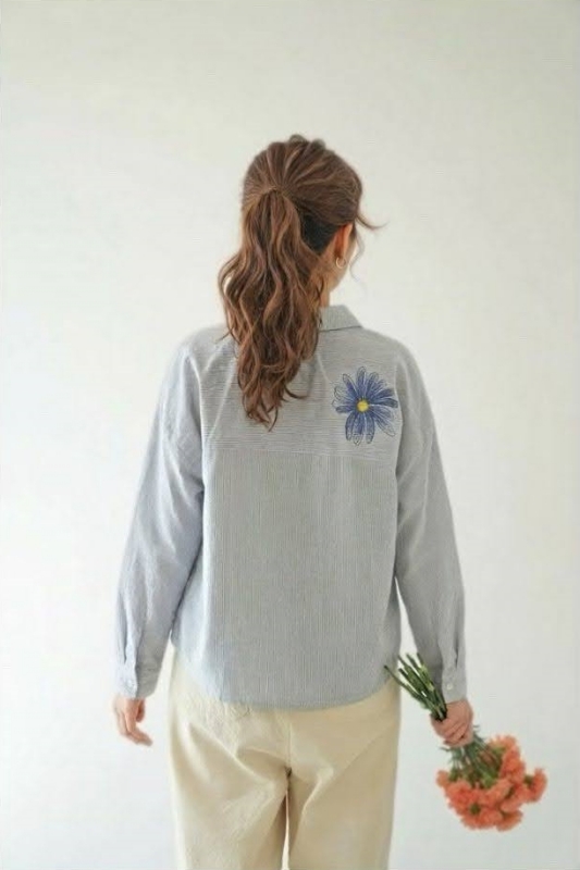 韓 背花襯衫 2色 size