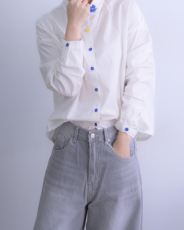 韓 背花襯衫 2色 size