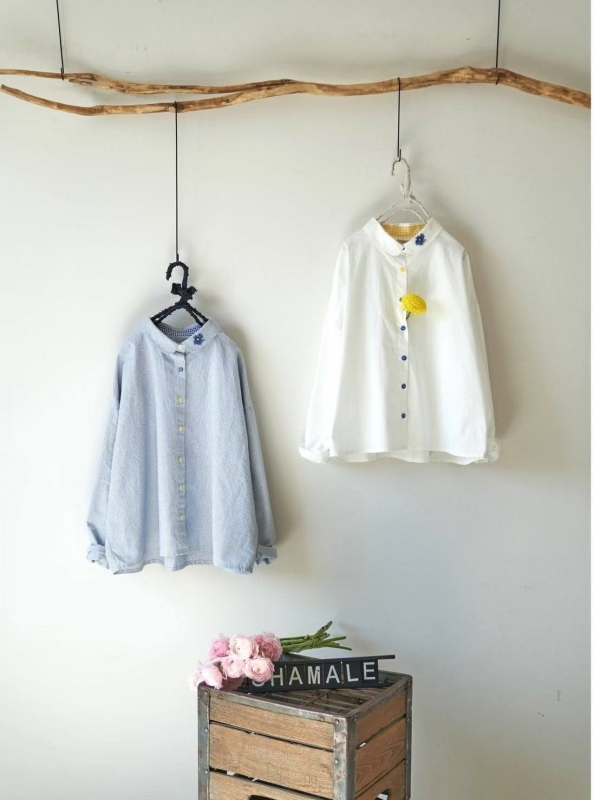 韓 背花襯衫 2色 size