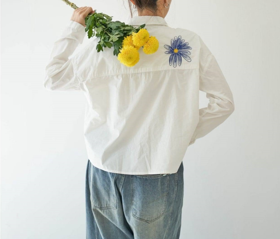 韓 背花襯衫 2色 size