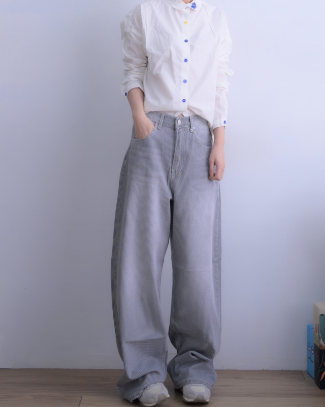 韓 背花襯衫 2色 size