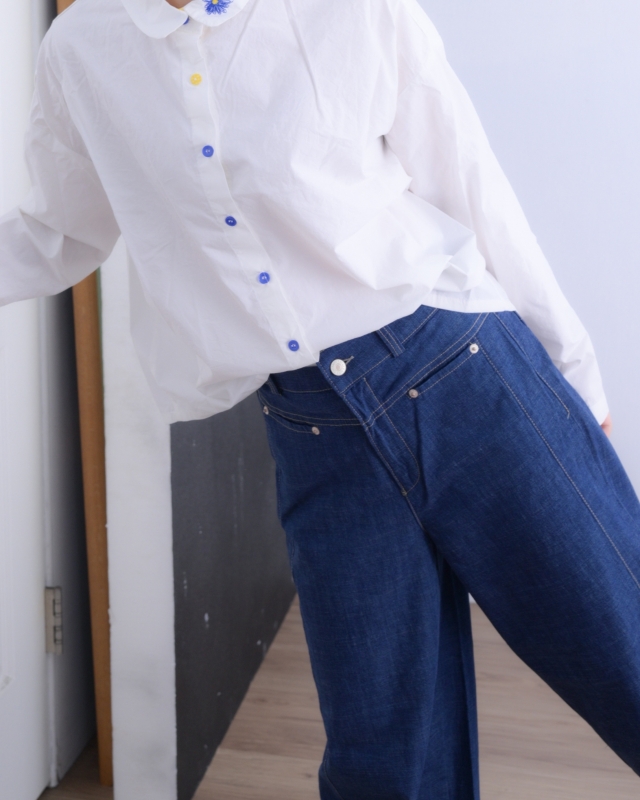 韓 背花襯衫 2色 size