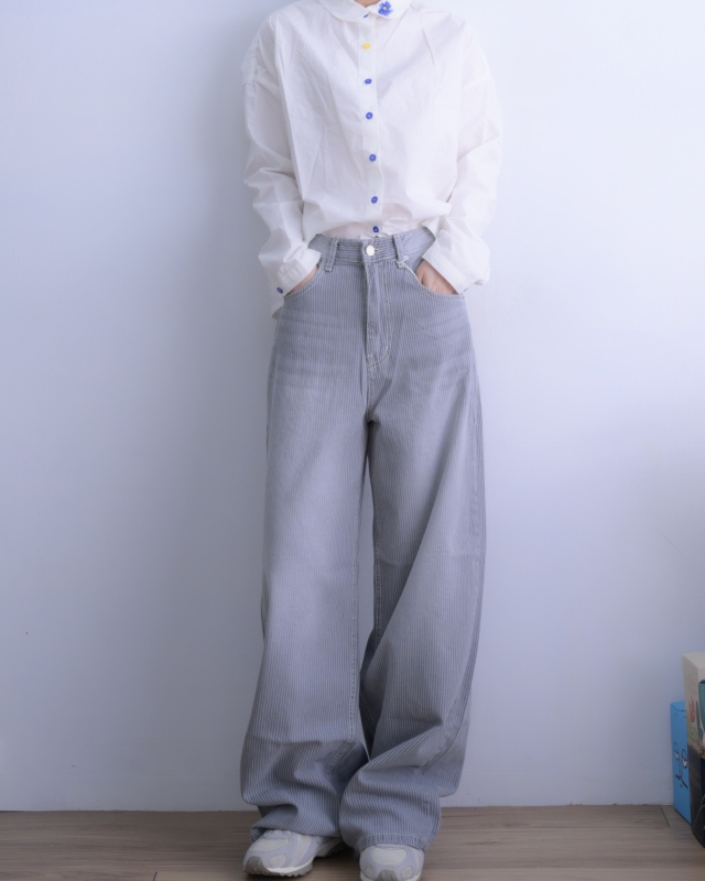 韓 背花襯衫 2色 size