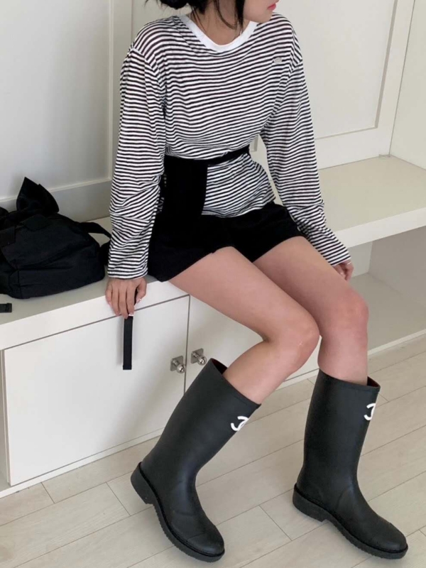 韓 白領細細條文上衣 6色