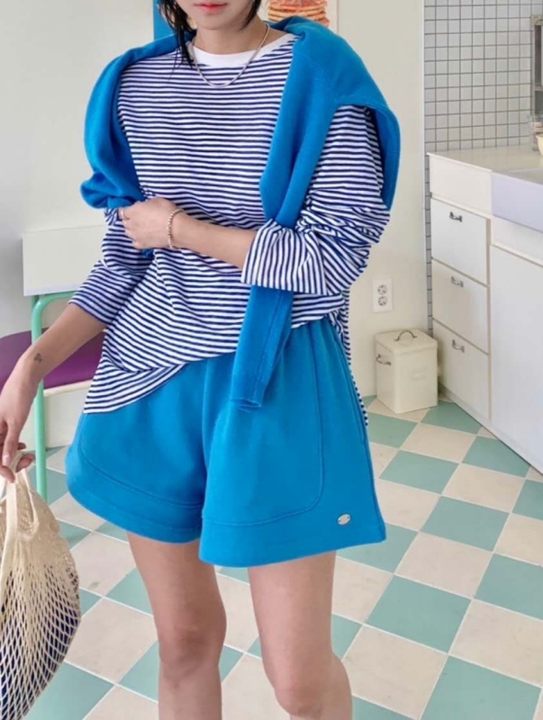 韓 白領細細條文上衣 6色