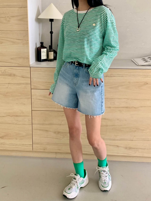 韓 白領細細條文上衣 6色