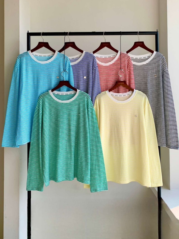 韓 白領細細條文上衣 6色