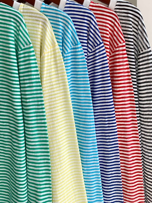 韓 白領細細條文上衣 6色