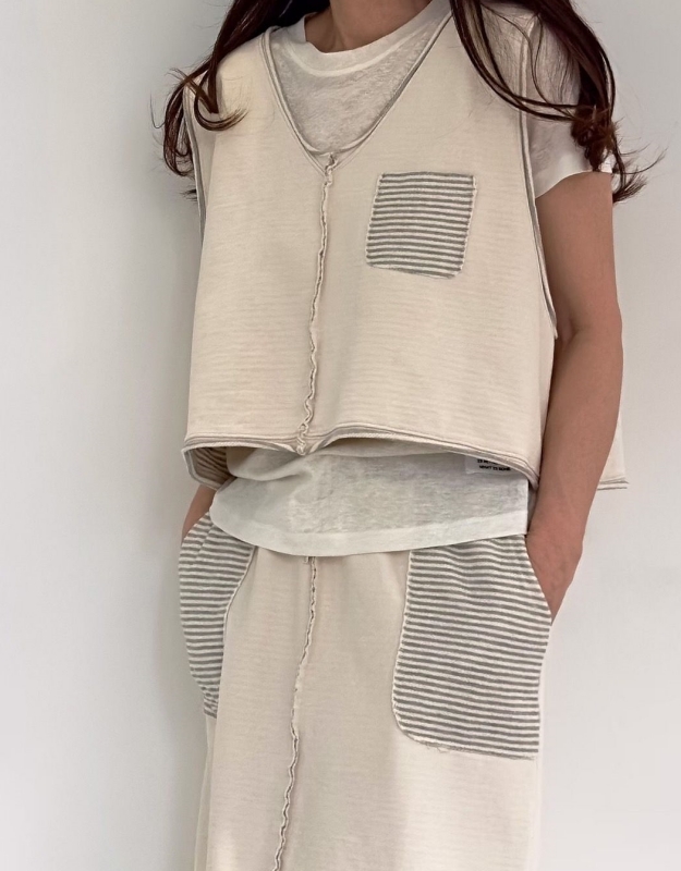 韓 內條文背心 2色