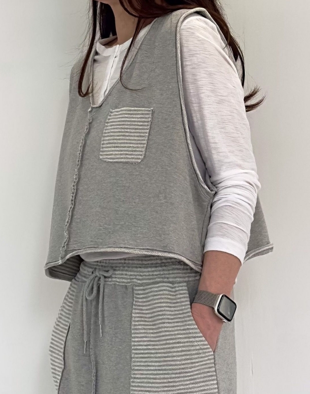 韓 內條文背心 2色