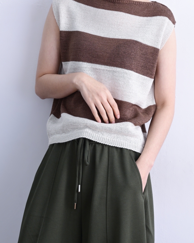 韓 粗條無袖上衣 3色