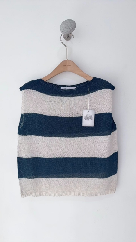 韓 粗條無袖上衣 3色