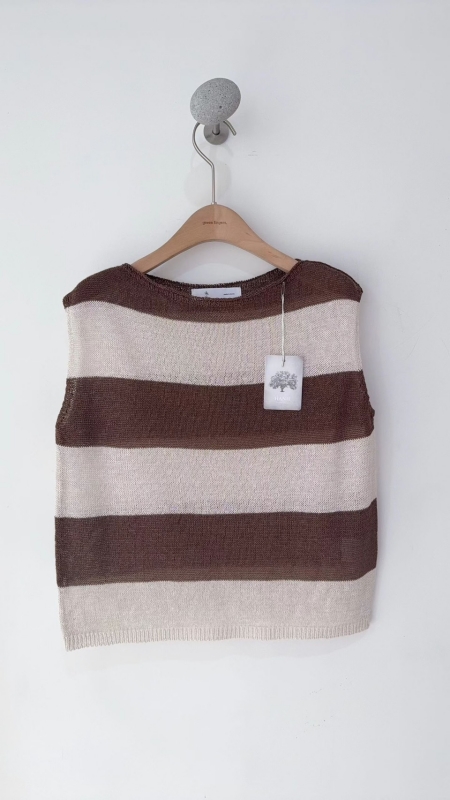 韓 粗條無袖上衣 3色