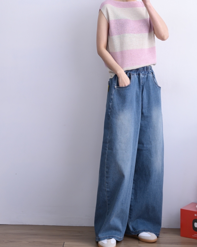 韓 粗條無袖上衣 3色