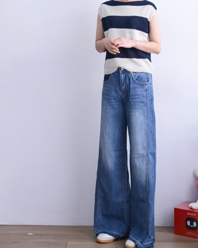 韓 粗條無袖上衣 3色