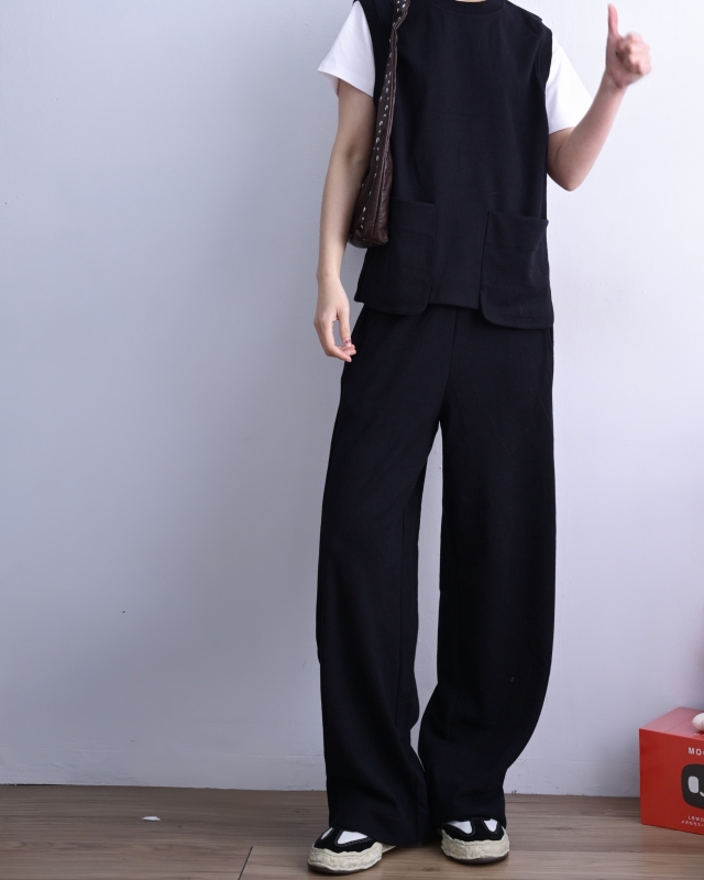 韓 雙口袋無袖上衣 2色 size