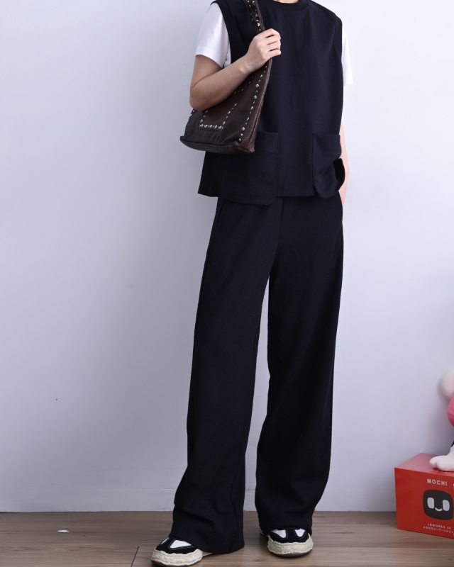 韓 雙口袋無袖上衣 2色 size