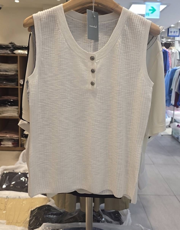 韓 三釦無袖上衣 2色