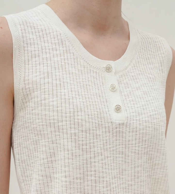 韓 三釦無袖上衣 2色