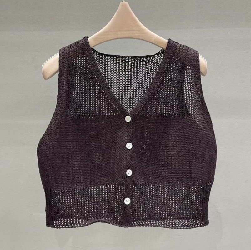 韓 四釦針織背心 4色 size