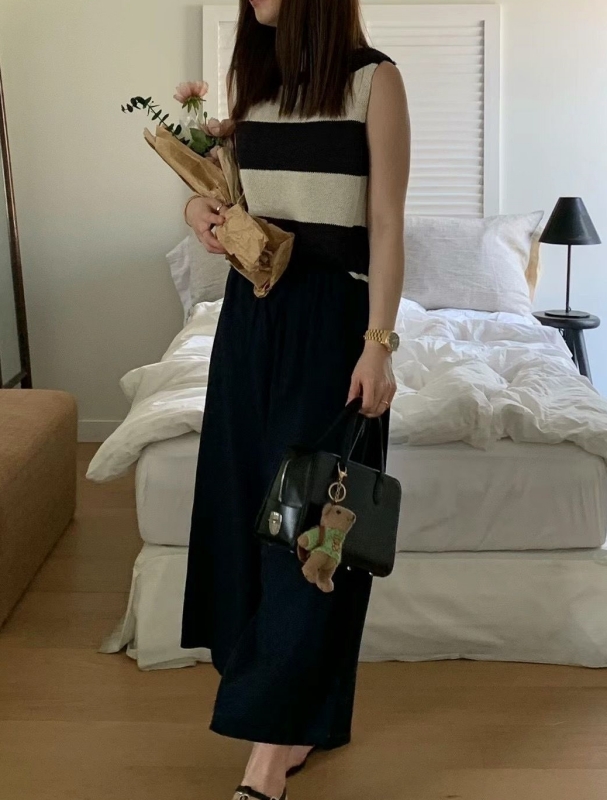 韓 粗條文無袖上衣 3色