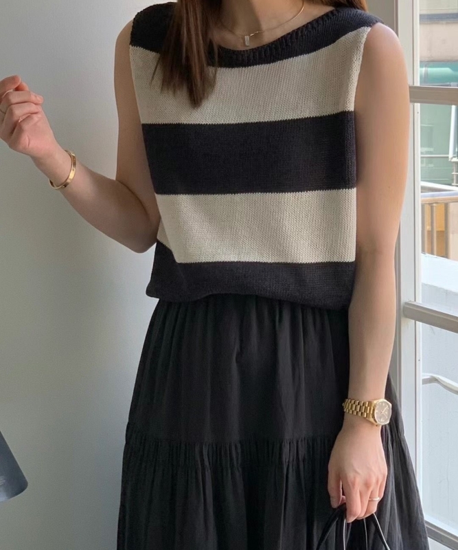 韓 粗條文無袖上衣 3色