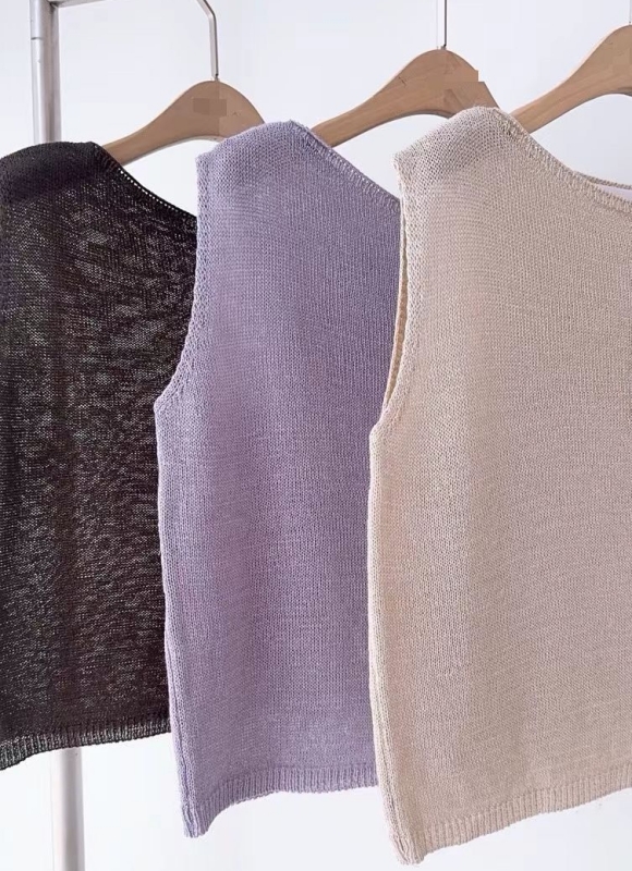 韓 素色圓領無袖上衣 3色