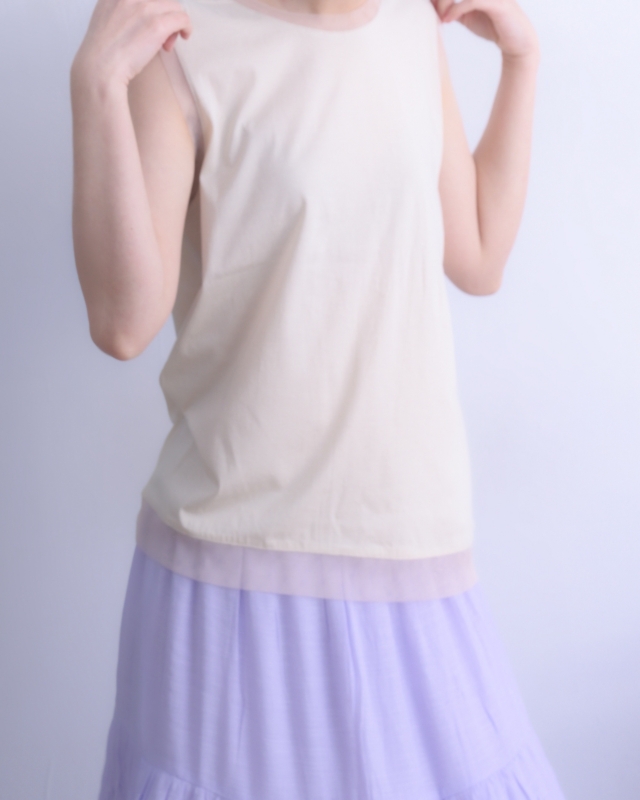 韓 接紗無袖上衣 3色 size
