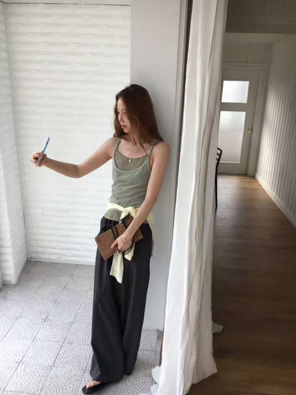 韓 假兩件式細帶上衣 5色