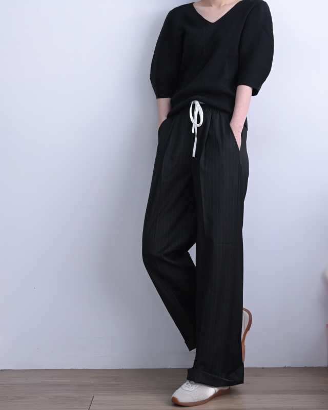 韓 低調細條文長褲 2色