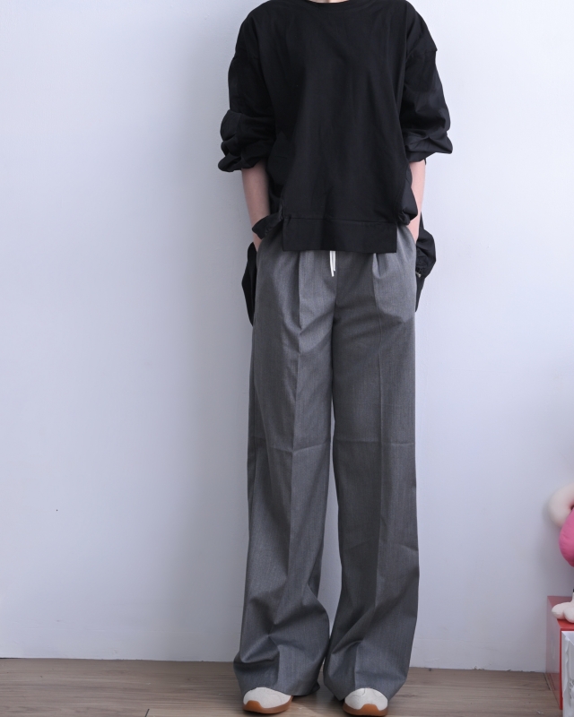 韓 低調細條文長褲 2色