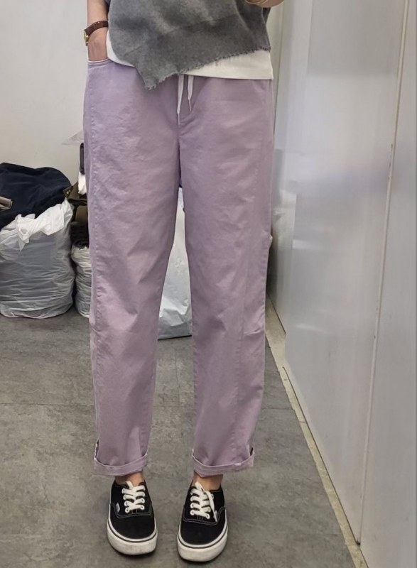 韓 配色綁帶休閒褲 3色