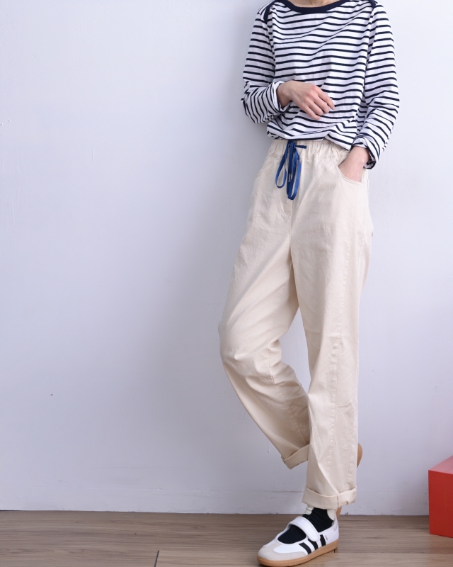 韓 配色綁帶休閒褲 3色