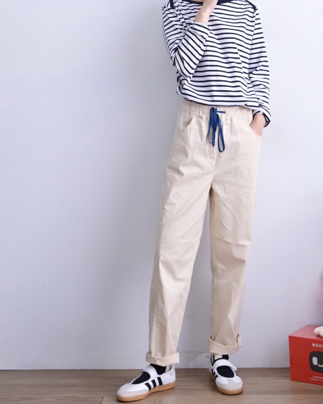 韓 配色綁帶休閒褲 3色