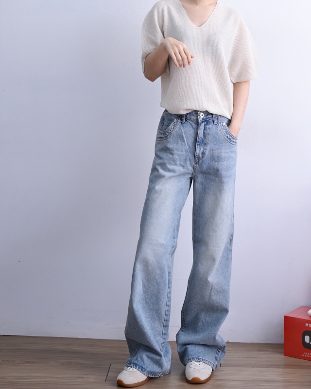 韓 假雙口袋牛仔褲