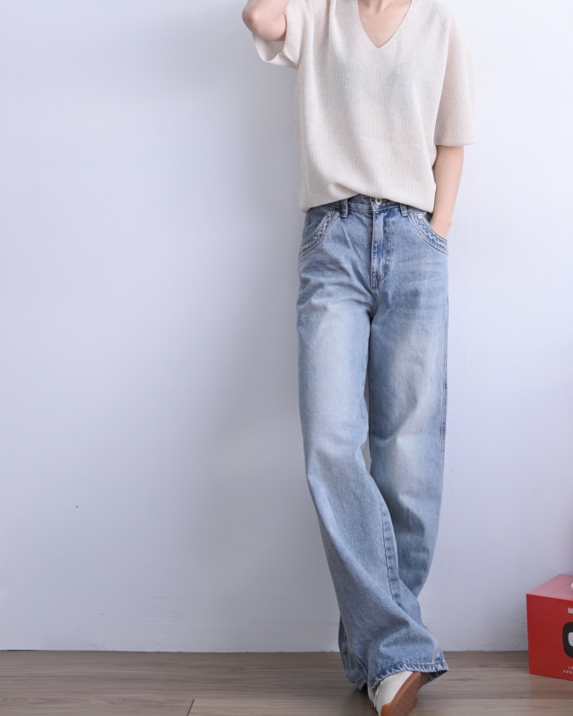 韓 假雙口袋牛仔褲